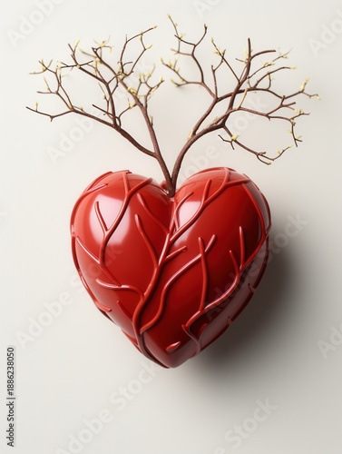 Wallpaper Mural Red heart shape with branching tree growing from top. Concept of love, growth, health, and new beginnings for Valentines Day. Torontodigital.ca
