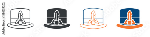 Top Hat Icon Set Multiple Style Collection 