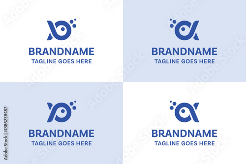 Letter B D P Q Fish Simple Logo, symbolizing fluidity, adaptability, and calm strength