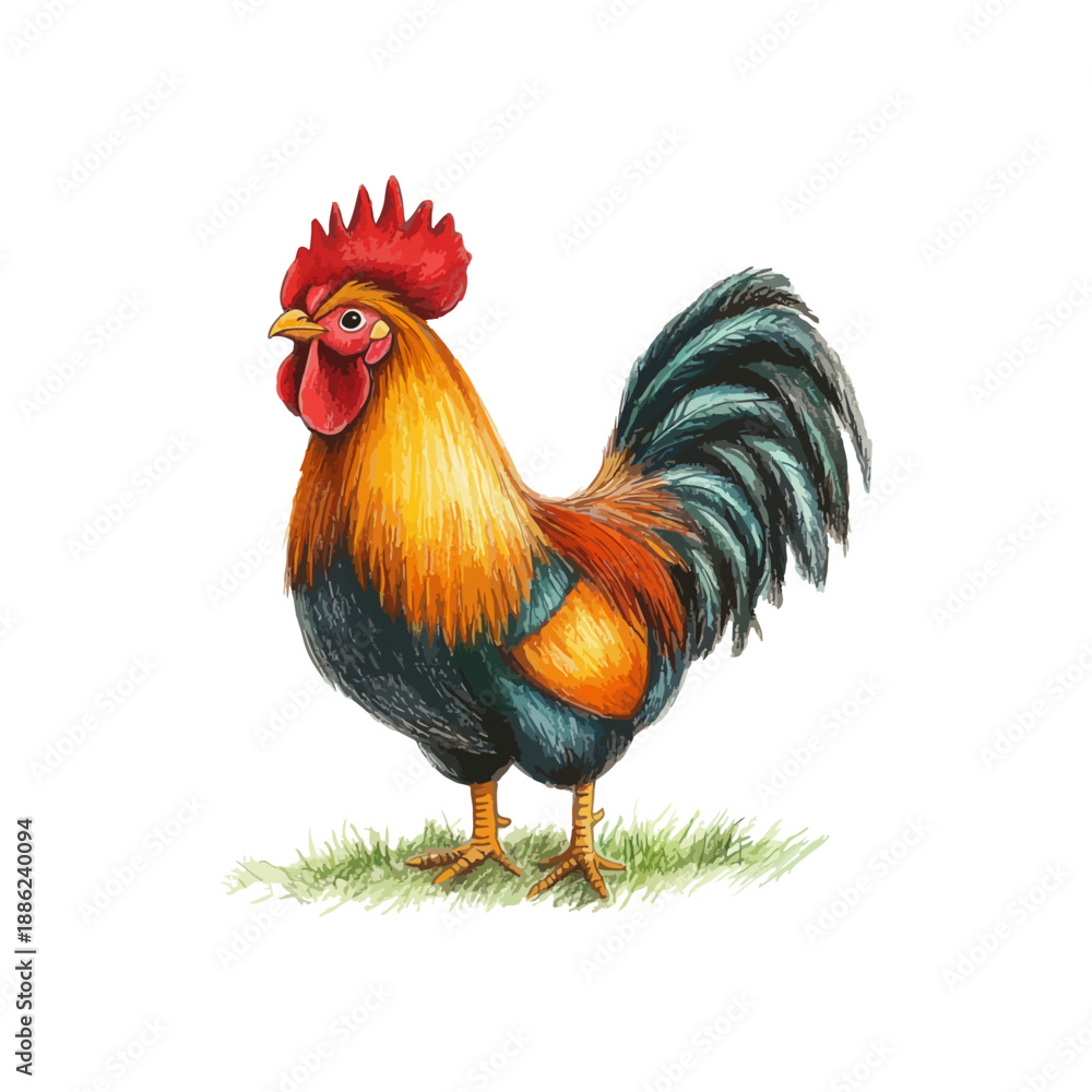Fototapeta premium rooster drawn vector illustration