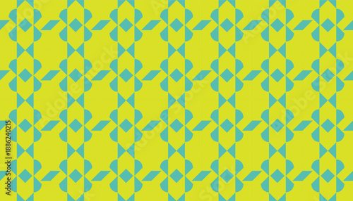 High-quality seamless vector backdrop featuring a symmetrical lime and teal tessellation. Bold pattern for sustainable branding, tech startups, and modern lifestyle content
