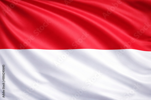 Free Download Monaco National Flag Waving in the Wind – Red and White Horizontal Fabric Background - GFXLoad