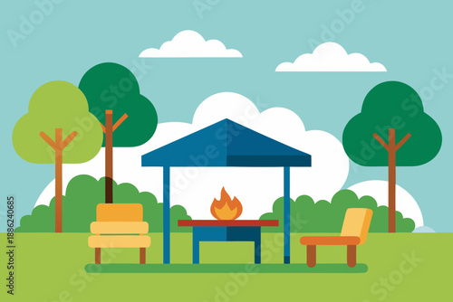 Multi Functional Backyard Vector Illustration
