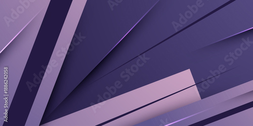 Abstract overlap papercut dark purple background design. Modern shapes pattern design with realistic shadow texture banner style.