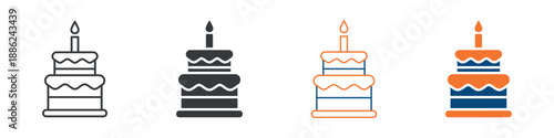 Birthday Cake Icon Set Multiple Style Collection 
