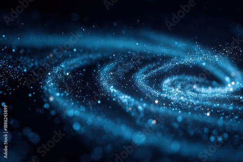 Abstract illustration of swirling blue particles