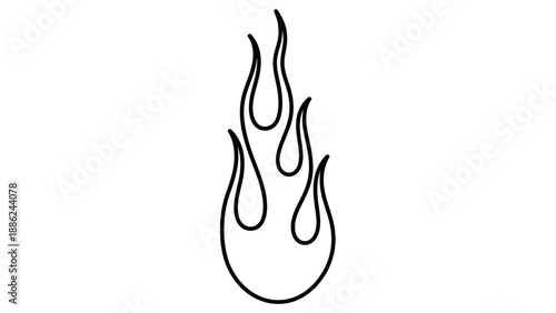 Stylized Flame Outline Icon, Fire Symbol, Heat and Energy Graphic