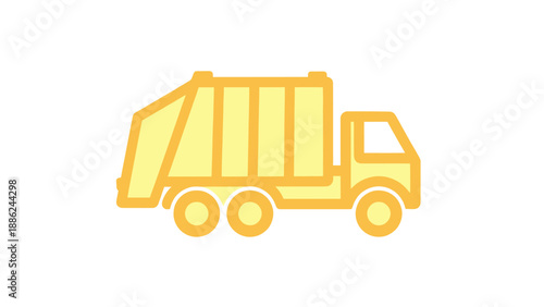 Yellow Garbage Truck Icon, Sanitation Vehicle, Waste Management Concept