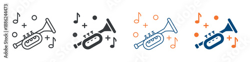 Trumpet Icon Set Multiple Style Collection 