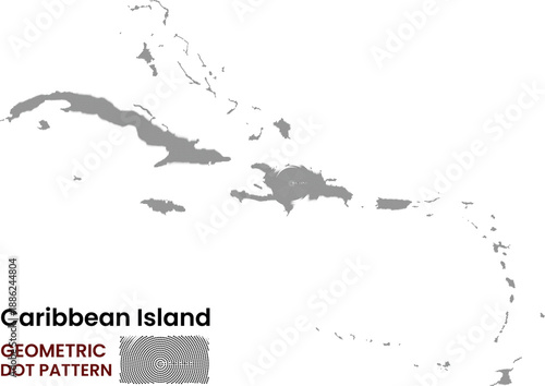 Caribbean Island country geometric dot pattern map.