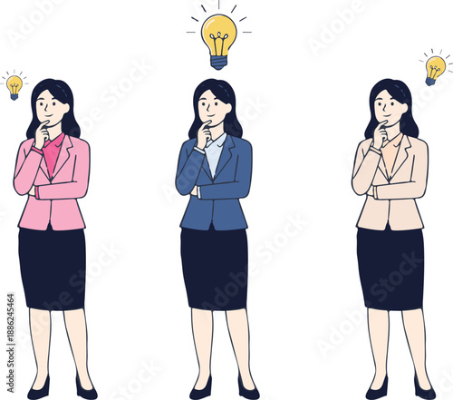 Creative Brainstorming Businesswoman Idea Concept, Flat Cartoon Illustration Style