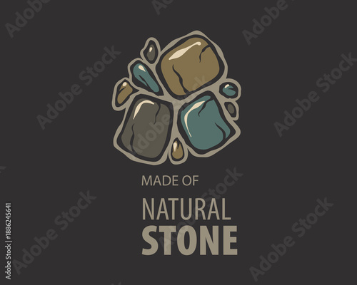 Original vector hand-drawn logo for a company engaged in the manufacture and processing of products and stone
