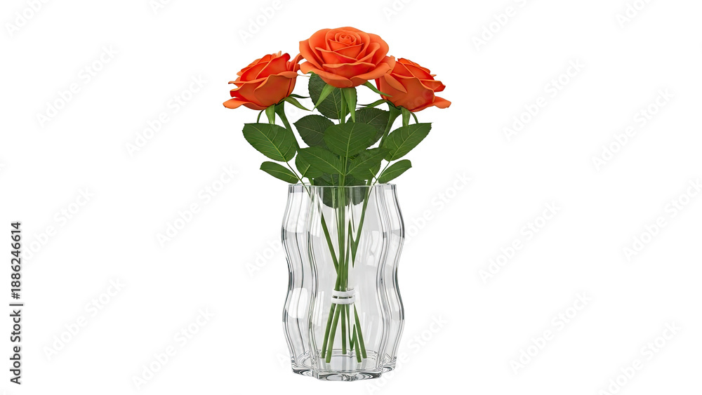 Obraz premium Orange Roses in a Glass Vase