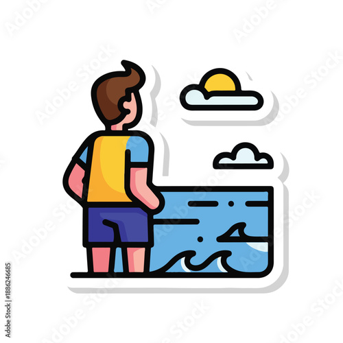 A boy looking at a map