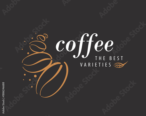 Vector logo of natural coffee beans, hand-drawn