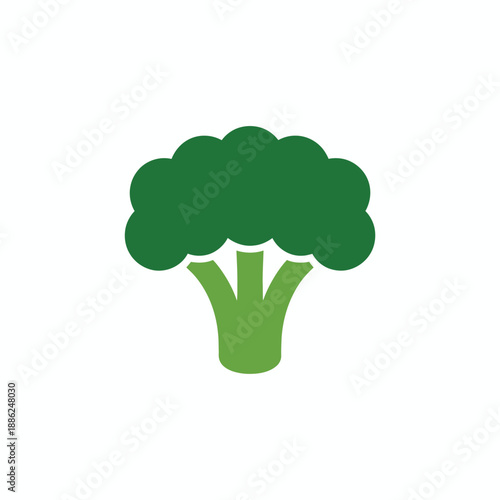 Simple green broccoli icon on white background