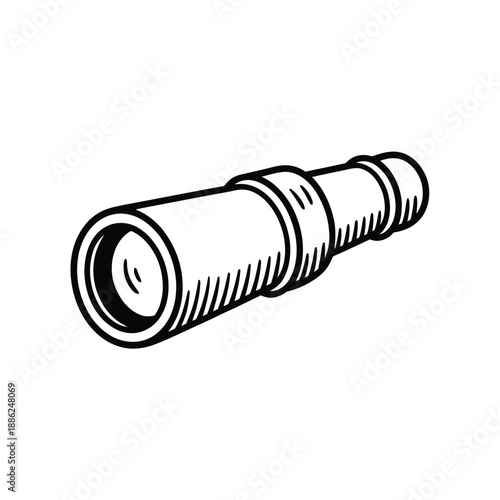 Simple black and white illustration of a telescope