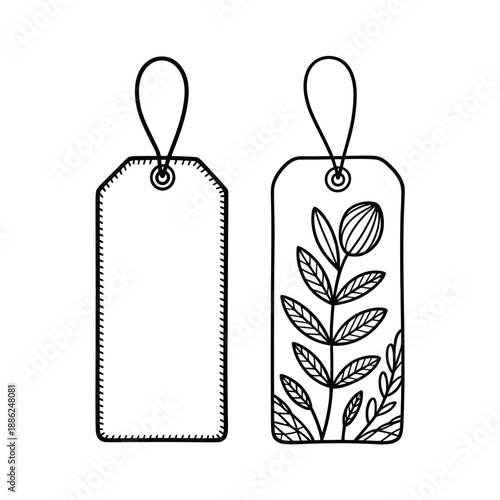 Blank and decorated gift tags with floral design