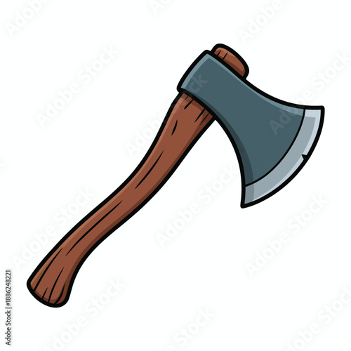 Axe with wooden handle and metal blade