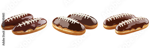 Football Eclair Vector Set — Game Day Chocolate Eclairs Styled as Footballs for Super Bowl Food