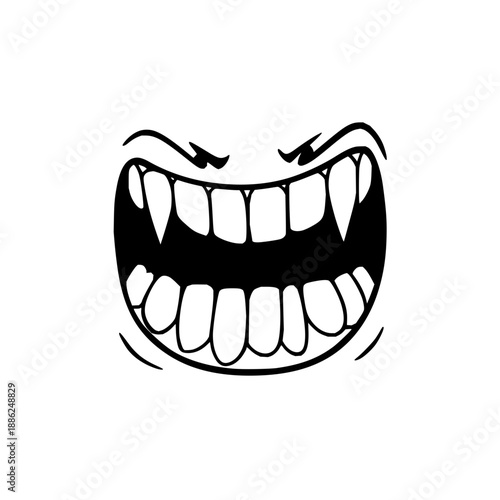 Halloween vampire mouth teeth vector illustration scary spooky monster fangs graphic design clip art image