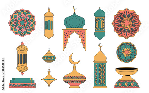 Ramadan kareem islamic elements collection