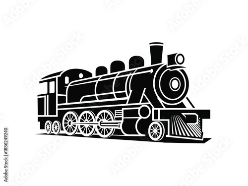 Vintage train silhouette on white background