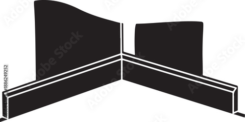 Corner Baseboard Moulding with White Outline and Black Color