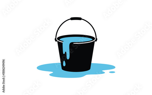 Leaking bucket with water spilling out