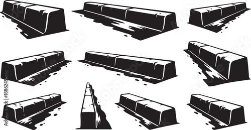 Collection of gold bars in various orientations and perspectives