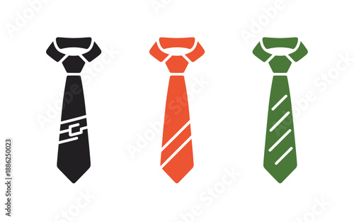 Three different colored neckties with unique designs