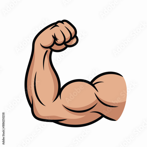 Strong arm flexing muscle cartoon illustration