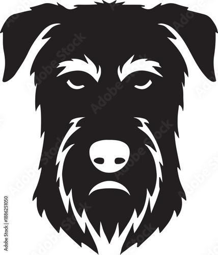 A simple silhouette of a seated dog showcasing its classic form