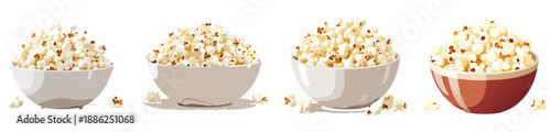 Popcorn Bowl Vector Set – Classic Snack Illustration Collection