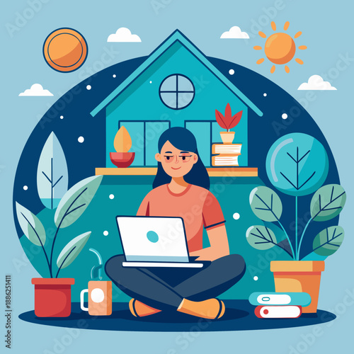 Remote work from home illustration vector