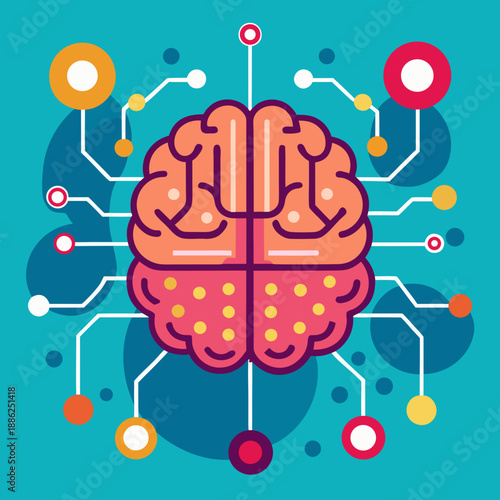 Artificial intelligence brain circuit vector illustration