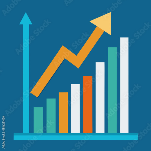 Corporate Growth Chart With Upward Arrow Flat Vector Illustration