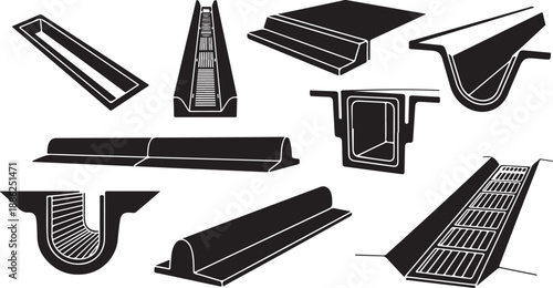 Various Types of Metal Profiles and Architectural Details Illustration