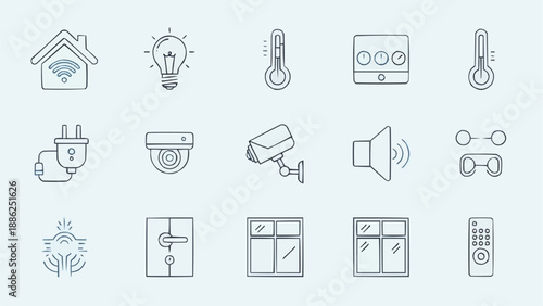 Smart Home Technology Icons Set Vector Illustration.
