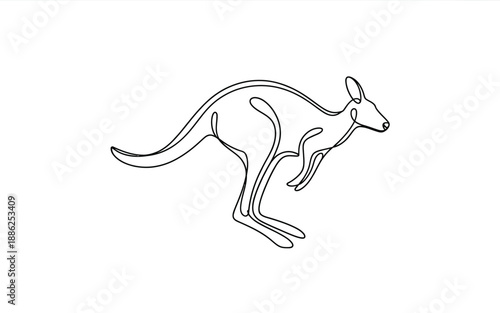 Continuous line drawing of a kangaroo jumping movement vector illustration