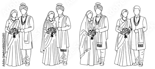 Sikh wedding couple illustration showing traditional attire and cultural significance