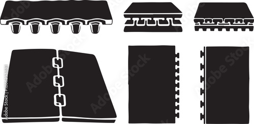 Various Black and White Chain Link Fence Designs Illustrated