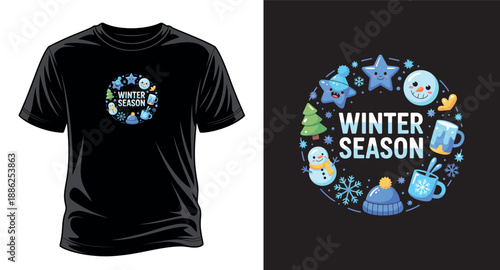 Winter graphic vector art T-shirt design print templet