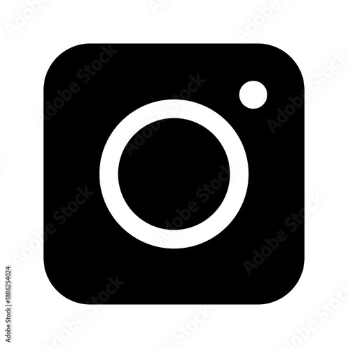 Minimalist solid instagram icon vector in black and white design. 