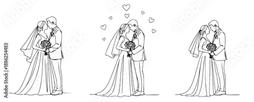 Elegant Wedding Couple Embracing Under a Heart Garland A Symbol of Love and Commitment