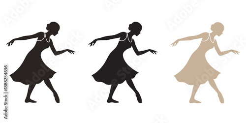 Dancing Girl Silhouettes in Elegant Poses