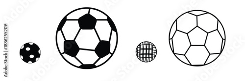  Soccer balls icons.  Vector illustration. Football ball vector icon set.  Black football symbol. baby football icon set .