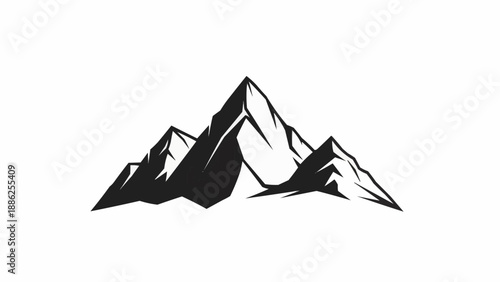Stylized mountain range silhouette vector illustration.