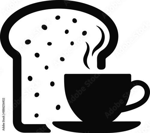 Toasted Bread with Steaming Hot Coffee Icon