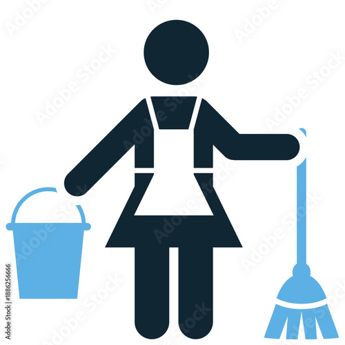 Maid icon vector for hotel staff. Ideal for housekeeping characters, cleaning ladies, domestic workers, and professional service avatars.